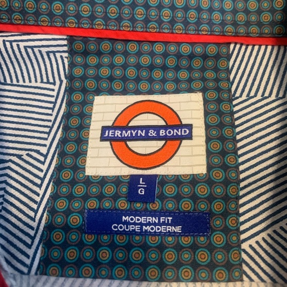 Jermyn & Bond Men's Modern Fit Geometric Print Button Down Shirt - Size Large - Picture 5 of 6